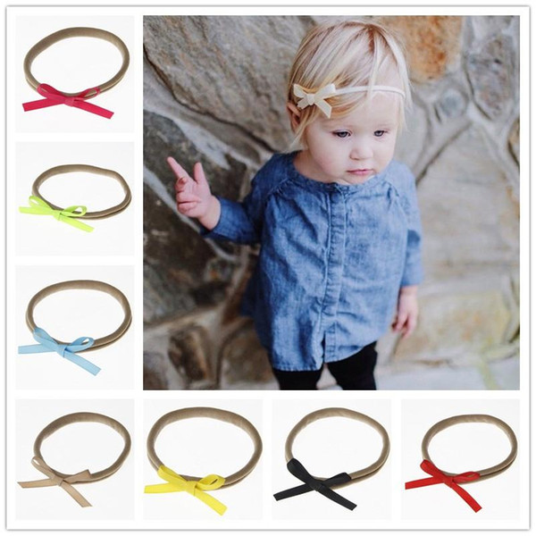 Newborn Baby Nylon Elastic Headbands Bow Kids Grosgrain Ribbon Bowknot DIY Hairbands Girls Children Hair Accessories Headwear KHA194