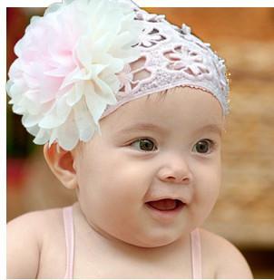 3M-6Y Baby Girls Grace headbands Big flowers Kids Crochet Chiffon Hairbands Children Hair Accessories Elastic Princess Headdress KHA173