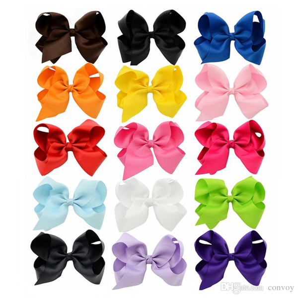 15 Colors 6 Inch Fashion Baby Ribbon Bow Hairpin Clips Girls Large Bowknot Barrette Kids Hair Boutique Bows Children Hair Accessories KFJ102