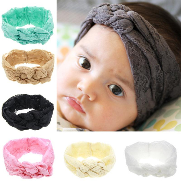 2016 Baby Lace Headbands Girls Braided Hairbands Childrens Cross Knot Hair Accessories Head Wrap Lovely Infant Elastic Headband KHA273