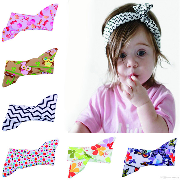 Baby Headbands Bowknot Girls Bunny Rabbit Ear DIY Hairbands Kids Turban Knot Floral Stripe Elatic Headwear Animal Hair Accessories KHA451