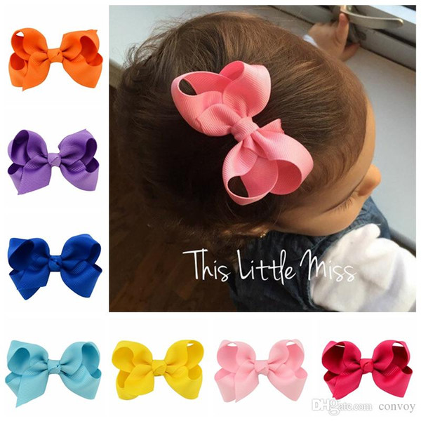 3 Inch Baby Girls Bow Hairpins Grosgrain Ribbon Bows Baby Girl Accessories With Clip Boutique Bow Hairpins Hair Ornaments Accessories KFJ86