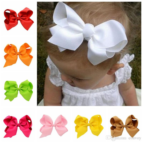 6 Inch Baby Ribbon Bow Hairpin Clips Girl Large Bowknot With Clip Kids Hair Clip Boutique Children Hair Accessories KFJ87