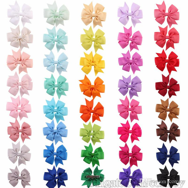 Free DHL Baby Girls Bow Hairpins 3.2inch Grosgrain Ribbon Bows With Alligator Clips Children Hair Accessories Kids Boutique Barrettes KFJ17