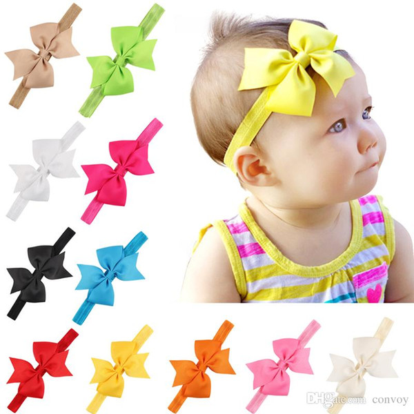 Newborn Baby Elastic Headbands Big Bows Girls Grosgrain Ribbon dovetail Head Bands Kids Bowknot Headdress Children Hair Accessories KHA251