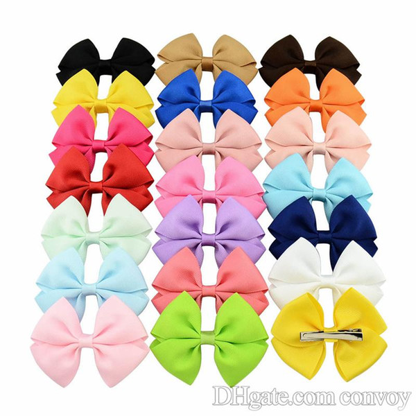 20pcs/lot 3.5inch Kids Girls Hair Accessories Boutique Hair clips Grosgrain Ribbon Pinwheel Bows Clips Children Hairpins Barrettes KFJ55