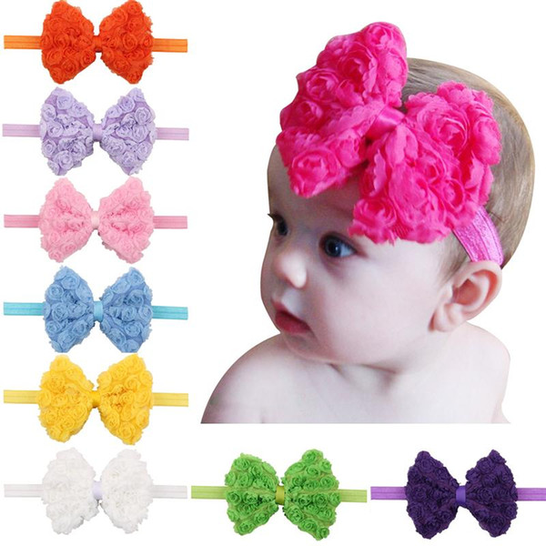 Fashion baby girls headbands Bow Europe Double Layer bowknot Chiffon headbands Kids Flower Hairbands Children Hair Accessories KHA147