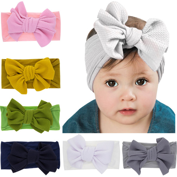 Newest Baby Girls big bow headbands Elastic Bowknot hairbands headwear Kids headdress head bands newborn Turban Head Wraps KHA702