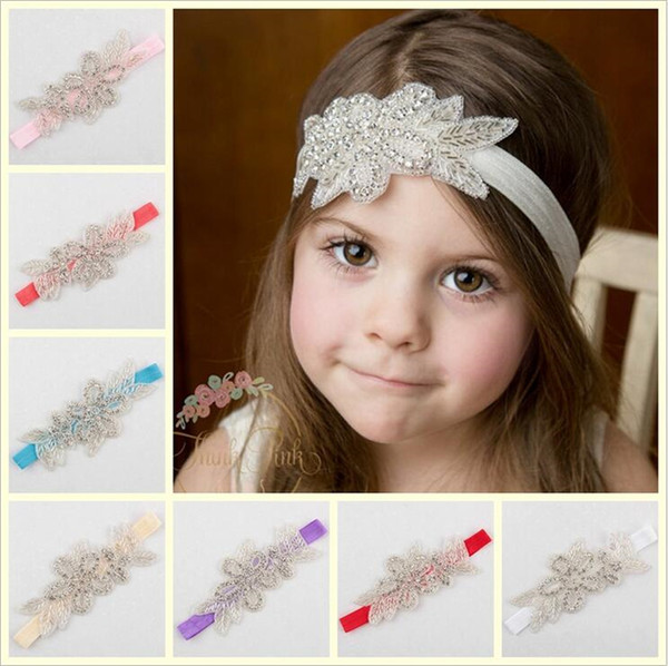 Baby Girls Headband Infant Kids Rhinestone Elastic Leaf Shape Hairband Handmade Hair Bands Children Hair Accessories Party Headwear KHA221