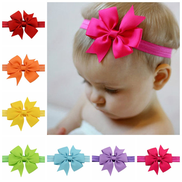 20 Colors Baby Hair Bows 4 Inch Ribbon Bow Headbands for Girls Children Hair Accessories Kids Elastic Hairband Princess Headdress KHA190