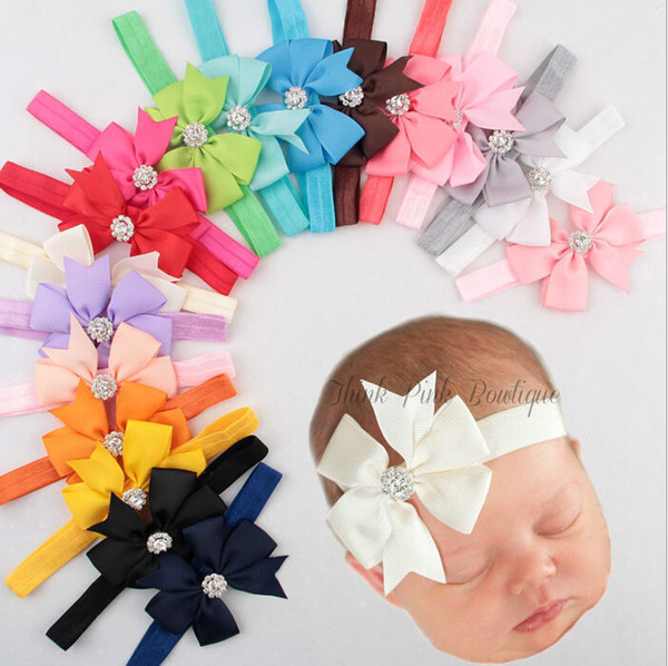 Baby girls Infants Grosgrain Dovetail Ribbon Bow headbands Children Kids Bowknot hairbands Hair Accessories Elastic Headdress KHA37