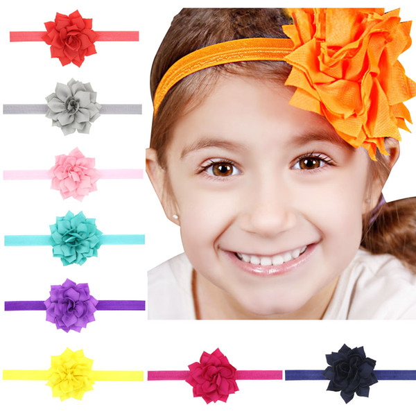 Baby Girls Headbands Lotus Flowers Newborn Infant Elastic Hairbands Children Hair Accessories Headwear Cute lovely boutique Headwear KHA560