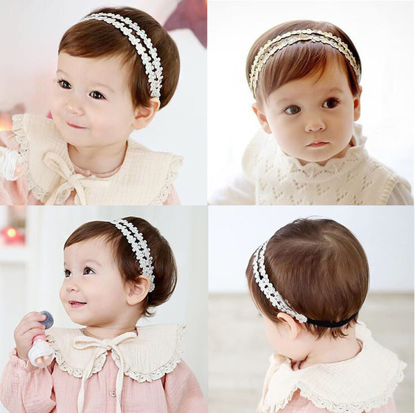 Baby Girls Headbands Korean lace Rhinestone Princess Headwear Kids Elastic Ribbon Hairbands Children Hair Accessories Headdress KHA380