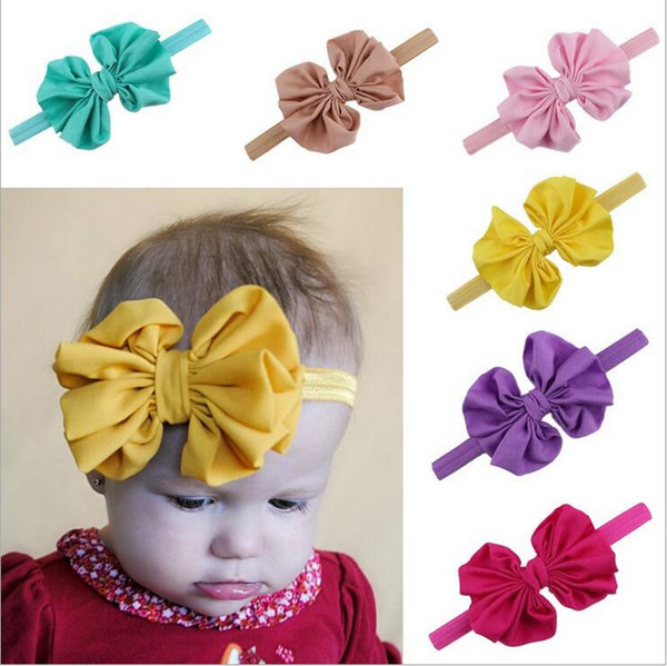 16 Colors New Baby Girls Chiffon Big Bow Headbands Elastic Hairbands Headwear Hair Accessories Infant Hair Bowknot Flower Headbands KHA182