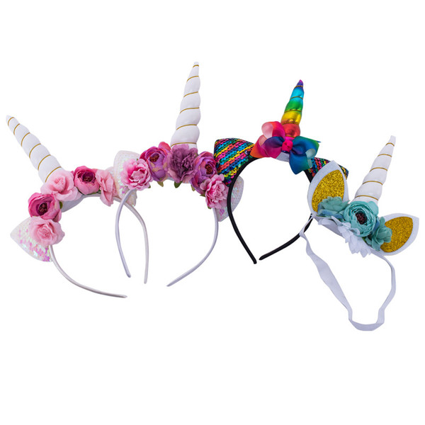 Baby hair sticks Mermaid sequin Flower headwear Kids Hairband Party headwear Cosplay Crown Cat Ears Headband HairAccessories KFG23