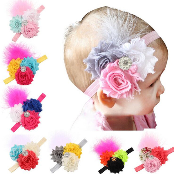 Newborn Baby girls Headbands flowers Kids Hairband Children hair fashion Rhinestone Bands Infant elastic Hair accessories Free Shiping KHA34