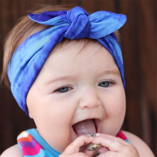 2016 New Europe Baby Girls Elastic Bunny Ear Cotton Headbands Infant Kids Bandhnu Hairbands Children Bow Hair Accessories 3 Color KHA241