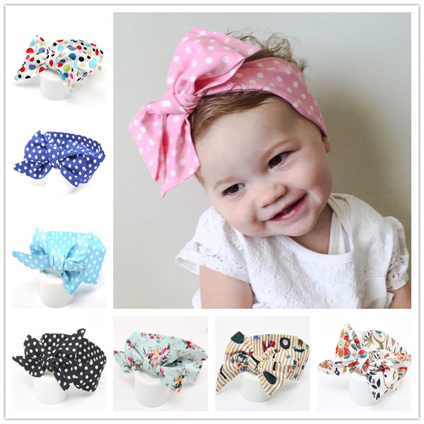 108*7CM Baby Headbands hairs bows girls fashion diy Hairbands newborn boutique hair accessories Floral Polka Dots Hair Accessories KHA481