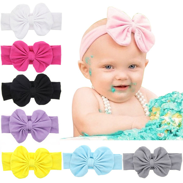 Baby Girls Bow Headbands Children Kids Hair Accessories Cotton Bowknot Hairband Princess Elastic Headdress Headwear KHA199