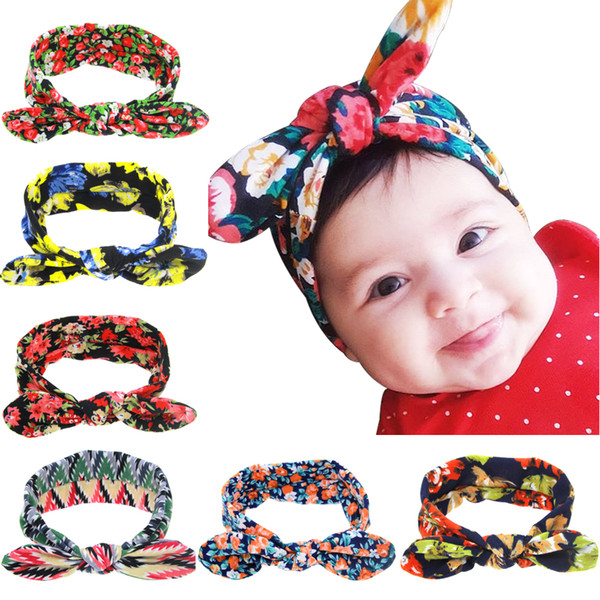 13 Colors Baby Girls Headbands Flowers Bunny Hairband Bohemia Turban Knot Rabbit Ear Flroal Headbands Headwear Kids Hair Accessories KHA348