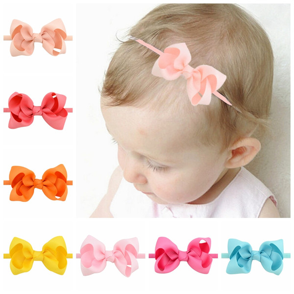 3Inch Newborn Baby Bow Headbands Girls Nylon Ribbon Hairbands Girls Handmade Mini Headband Children Hair Accessories Kids Headdress KHA262