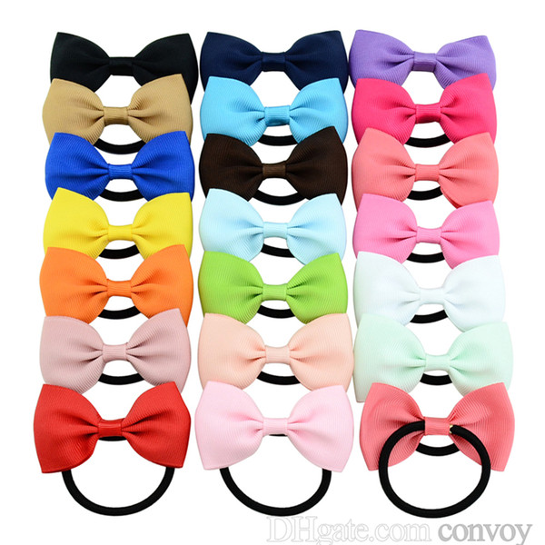 Baby cute hair rope Hair Bow Boutique Solid Hairgrips Hairbands Bows With Elastic Hair Bands Ropes Bowknot For Girls Accessories KFR11