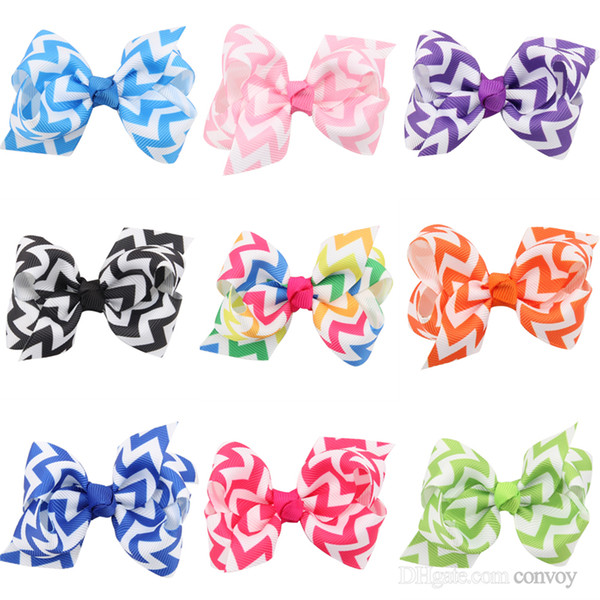 Baby Bow Hairpins Girls Kids Barrettes Bows For Baby Girls Cute Wave Hair Clips Children Kids Hair Accessories KFJ161