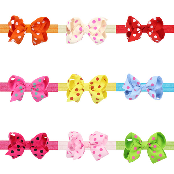 Baby Headbands Bow Polka Dot Kids Girls Grosgrain Hairbands Ribbon Bowknot Headbands Children Hair Accessories WKHA23