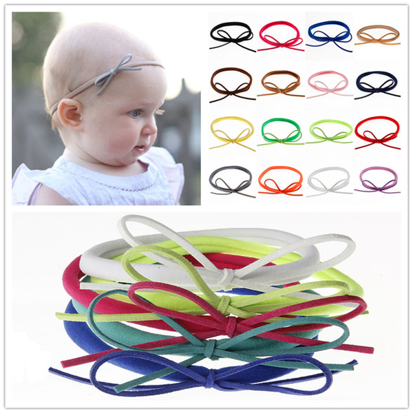 Newborn Baby Nylon Elastic Headbands Bow DIY Bands Kids Girls Bowknot Hairbands Children Hair Accessories Princess Headwear 22 Color KHA06