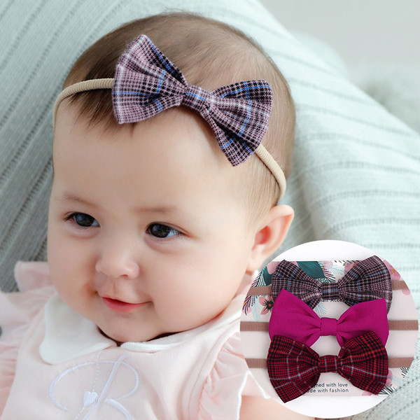 Kids grid hairband Children bowknot headband Girls Bow knot Headbandss children Hair accessories Photo prop KHA615