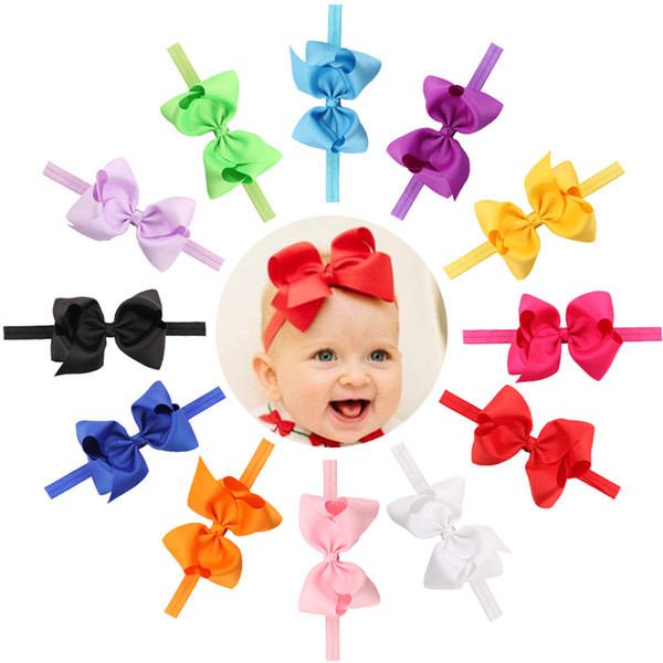 Baby Girls Elastic Grosgrain Ribbon 5inch Bow Headbands Children Handmade hairbands Kids Hair Accessories infant Princess Headdress KHA41