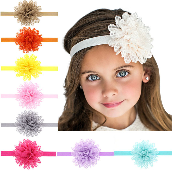 Baby Lace Headbands Children Hair Accessories Kids Flower Headband Girls Elastic Hairbands Childrens Accessories headwear 13 Colors KHA429