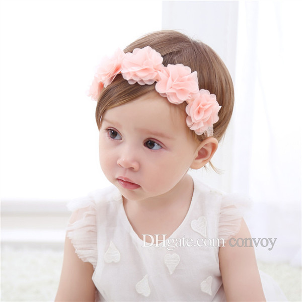 Baby Lace Headbands Flowers Chiffon Flower Hairbands Bandage Lace Girls Headwear Hairpiece Children Hair Accessories KHA564