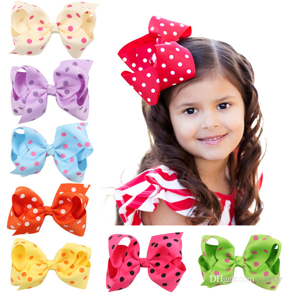 11*6.5CM baby girl hair Clips Ribbon bows barrettes baby girls dot hairpins Girls jojo barrette Hair Clips Baby Hair Accessory KFJ47