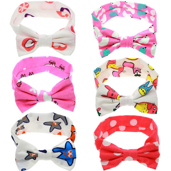 Baby Girls Cartoon Bunny Ear Bow Headbands Kids Knotted Cotton Polka Dot Hairbands Children Infant Hair Accessories 6 Colors KHA405