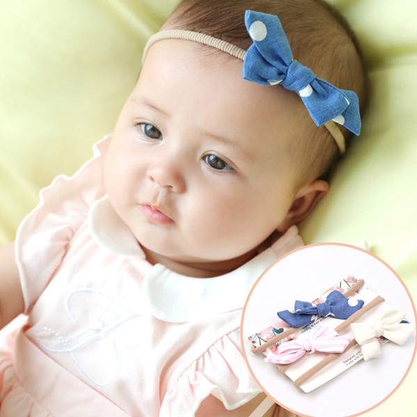 Newborn Baby Kids Elastic hairband Baby Girls floral bowknot Headbands Children Hair Accessories nylon Headdress KHA622