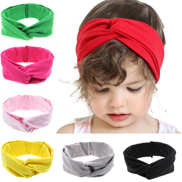 Fashion Baby Girls Elastic Soft Cotton Knot Headbands Infant Cute Cross Hair Bands Children Hair Accessories Kids Hairband Headwear KHA218