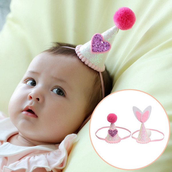 Baby Crown Headbands birthday gift kids infants bunny hairbands rabbit Hair Band elastic headdress Children hair accessories KHA588