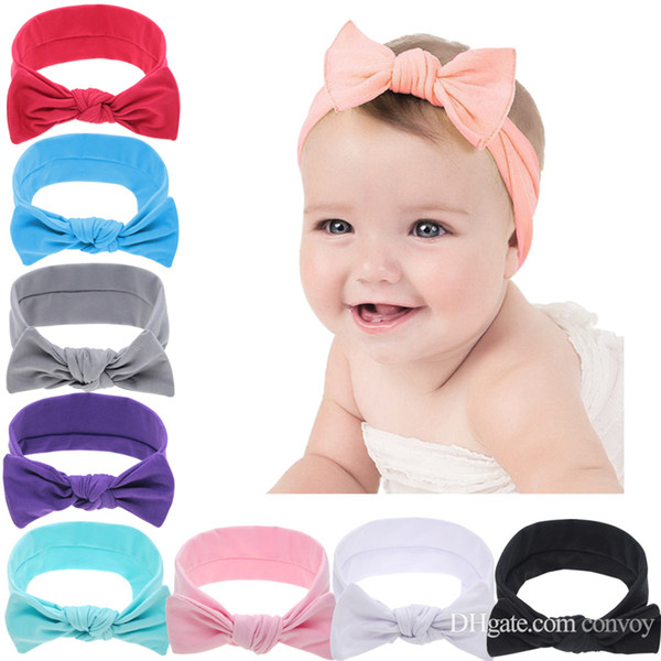 Baby Headbands Bow Girls Turbon Knot Cotton Hairbands Bunny Ear Kids Bowknot head bands for Toddler Children Hair Accessories KHA584