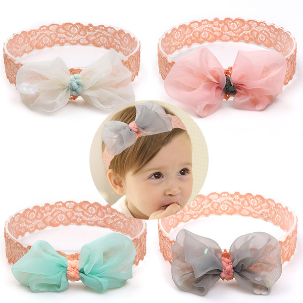 Baby lace headbands elastic bowknot hair bands kids children hair accessories fashion headwear hairbands Birthday Gifts KHA620