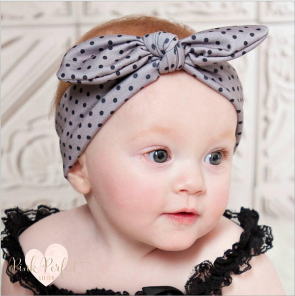 Baby Girls Polka Dot Bunny Ear Headbands Infant Kids Elastic Cotton Hairband Children Soft Hair Accessories Hair Bands Free Shipping KHA492