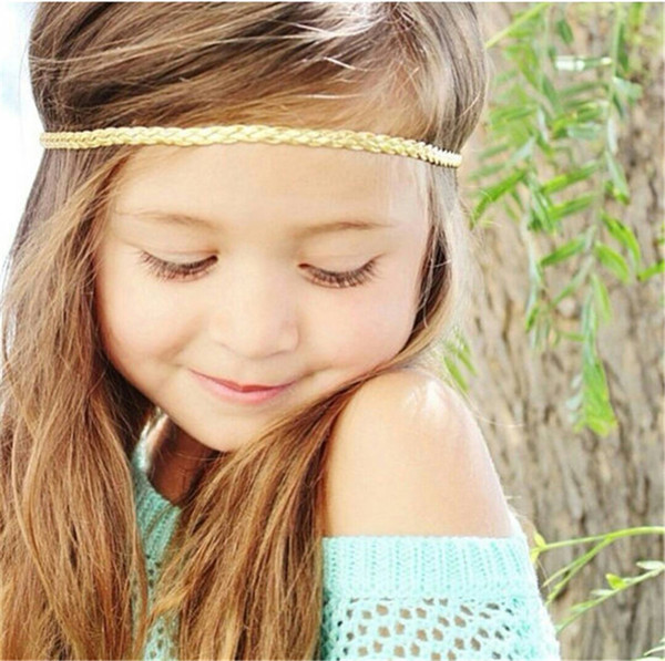 Baby Headbands Gold Silver Colors Elastic Braided bands For Baby Girls Hairbands Children Kids Head Bands Children Hair Accessories KHA191