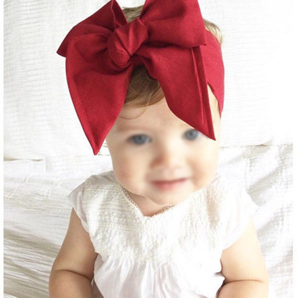 Baby Girls Vintage Bow Headbands Children Kids Satin Cloth DIY Hairbands Princess Headdress Big Bowknot Hair Accessories 10 Colors KHA522