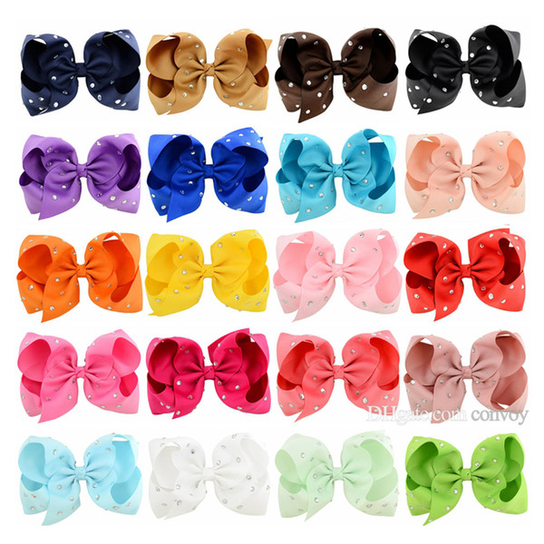 Newest Baby big bow hair clips Children hair accessories headwear Rhinestone bowknot barrette summer colors hairpins for baby girls KFJ40