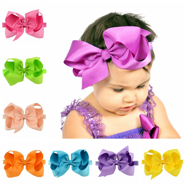 6inch Big Bow Baby Headbands Grosgrain Ribbon Headbands Girls Kids Elastic Bowknot Hairbands Children Hair Accessories Colors KHA421