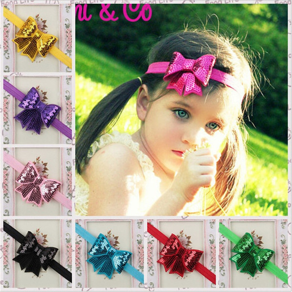 Baby girls headbands Sparkle Bows Headwear Children Girls paillette Bowknot Accessories Baby Hair bows Accessories Kids Headbands KHA77