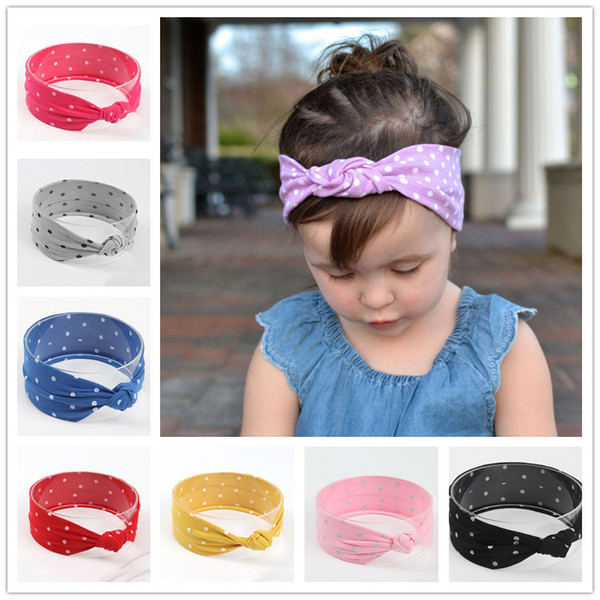 New Baby Girls Turbon knot Headbands Europe Style Kids Elastic Cotton Dot hair band Children Hair Accessories Kids Headbands Hairband KHA559