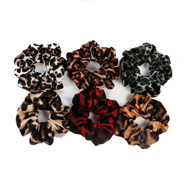 Hair Scrunchies Tie Accesories for Women Girl Lady Ponytail Holder Rope Leopard design Hair scrunchie Hair bands Headbands Headwear FQ1014B