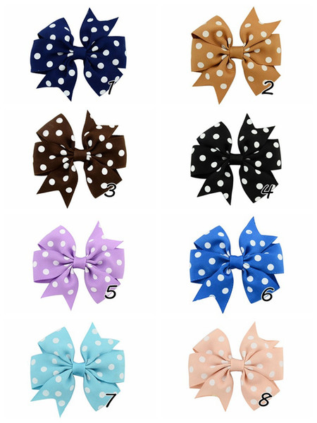 20pcs hair bow Polka very beautiful Dot Grosgrain Ribbon Bows WITH Clip Boutique Hair Accessorise HD592