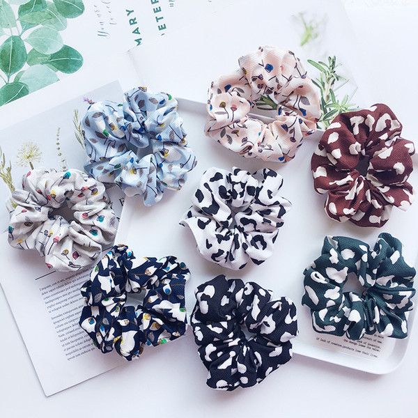 Hair Scrunchies Tie Accesories for Women Girl Ponytail Holder Rope Leopard print Flower Hair scrunchie Hair bands autumn headbands FQ1006B